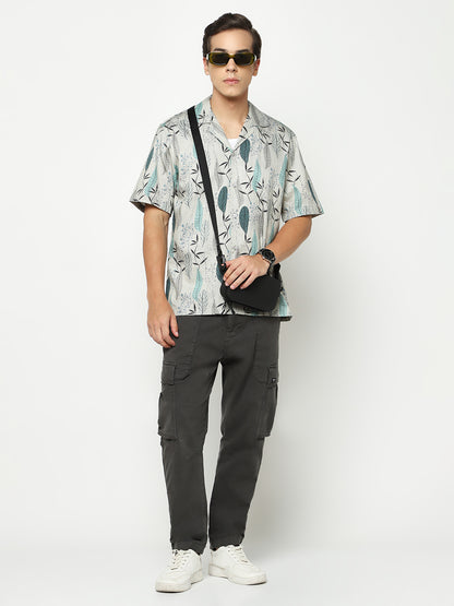 Leaves Silhouette Oversized Cotton Shirt