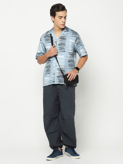 Brush Abstract Stroke Oversized Cotton Shirt