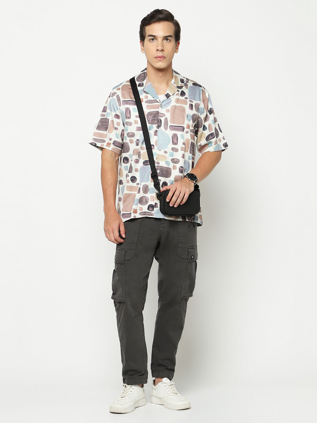 Abstract Shapes Oversized Cotton Shirt