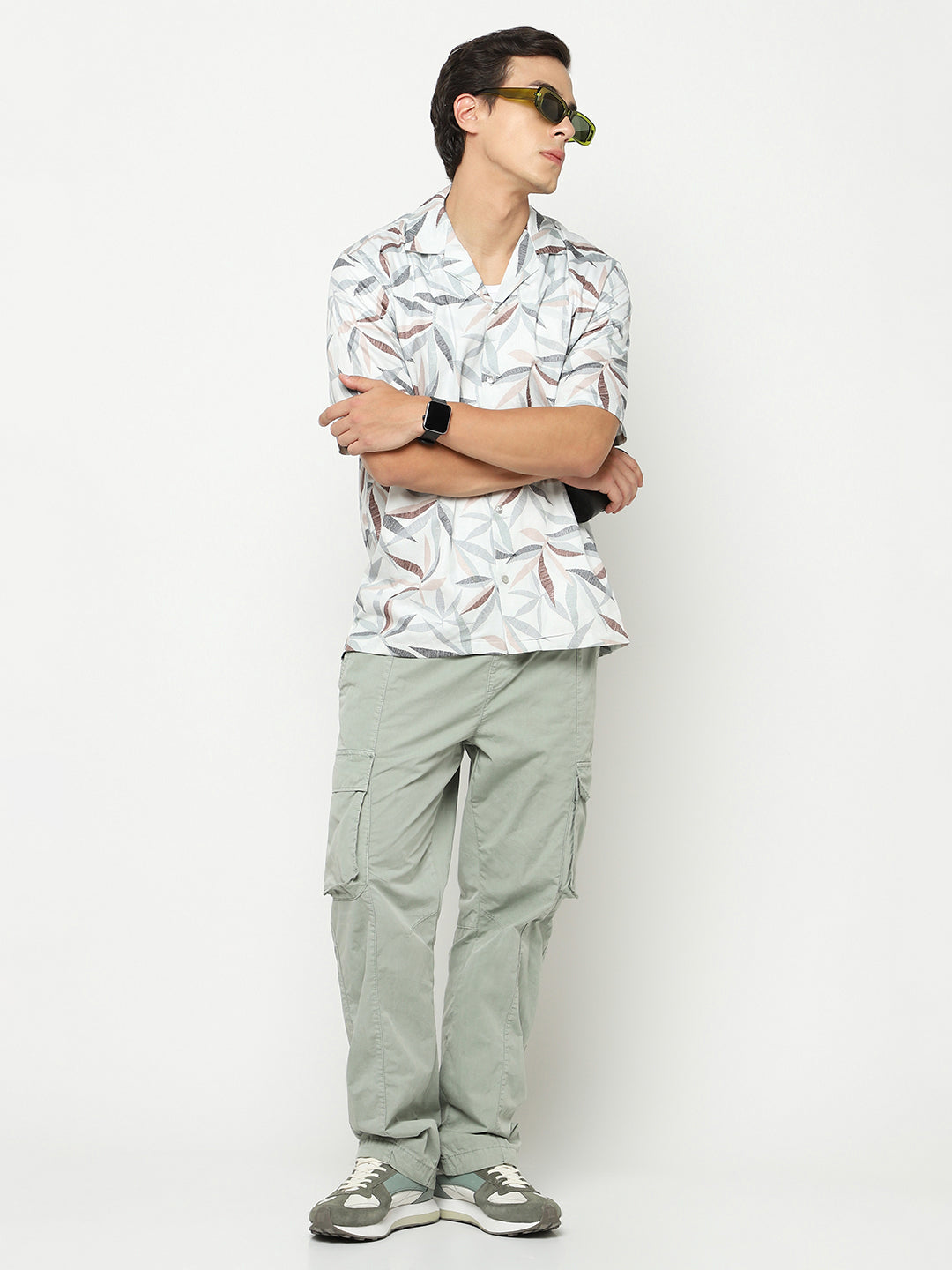 Inline Leaves Oversized Cotton Shirt