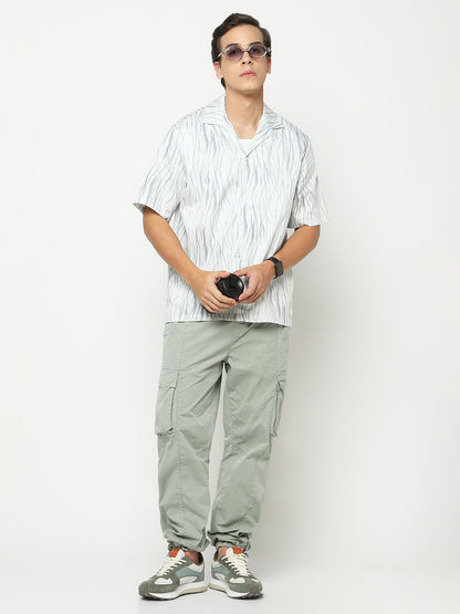Wavy Texture Oversized Cotton Shirt