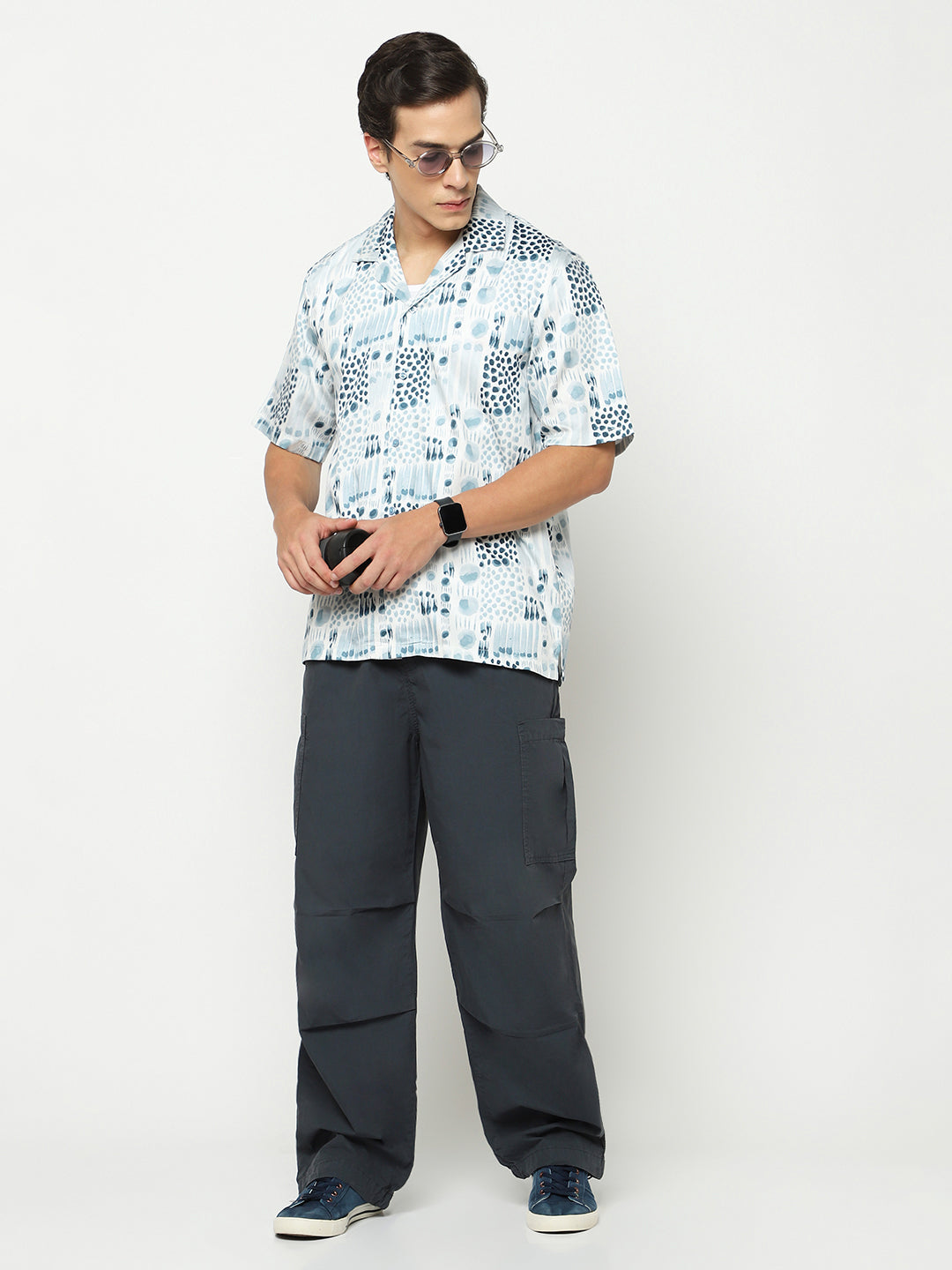 Geometric Watercolor Oversized Cotton Shirt