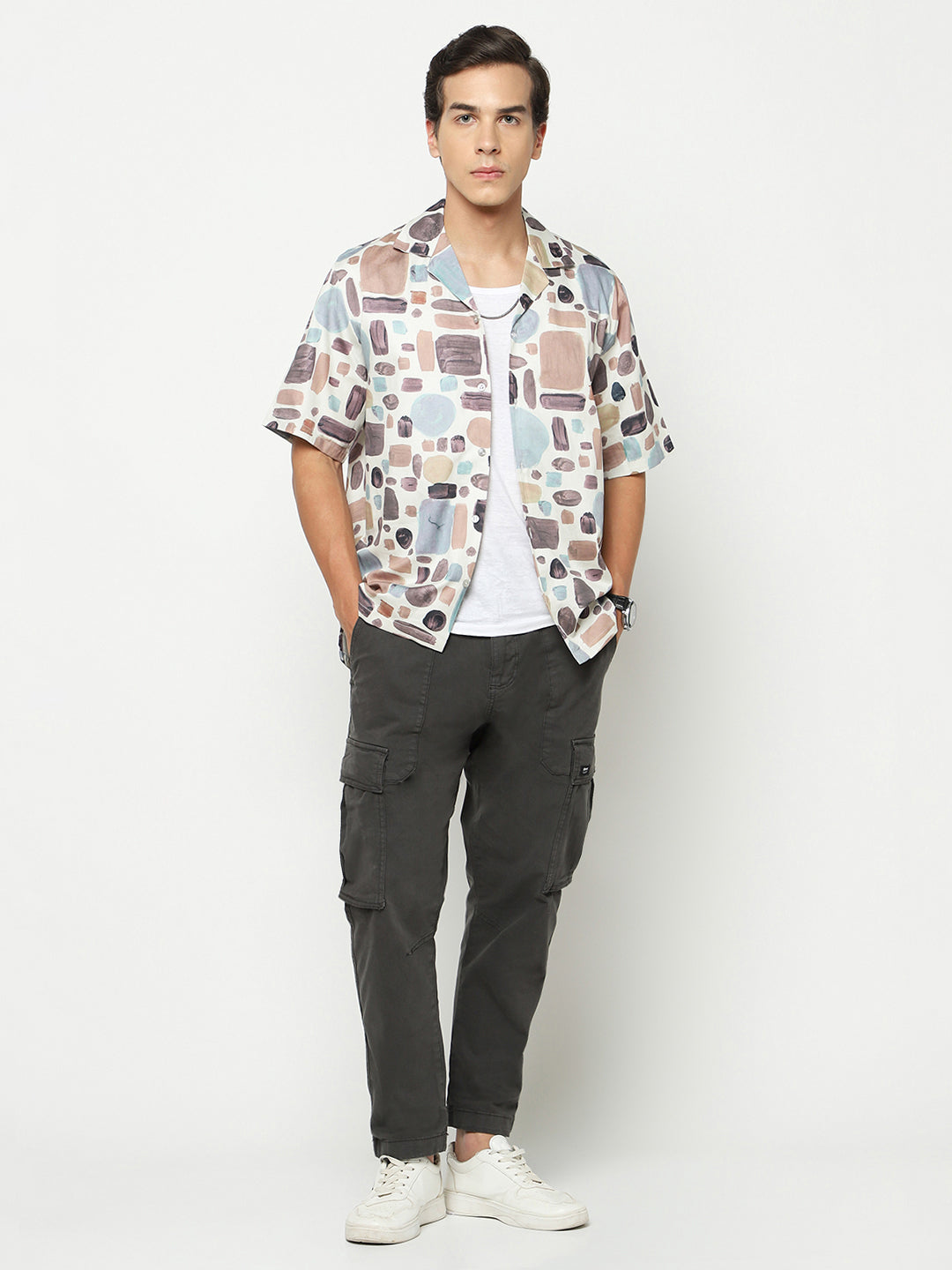 Abstract Shapes Oversized Cotton Shirt