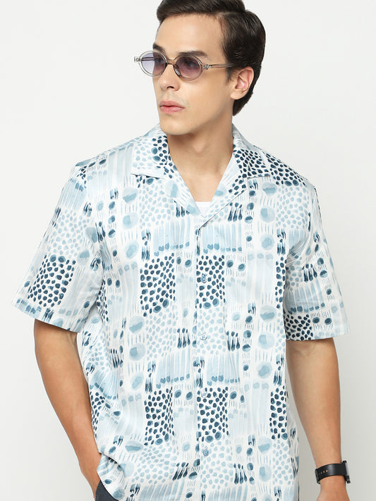 Geometric Watercolor Oversized Cotton Shirt