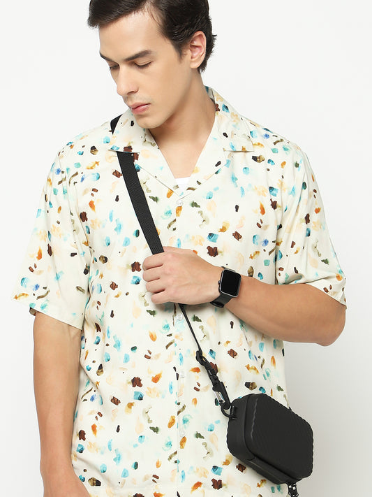Watercolor Spots Oversized Viscose Shirt