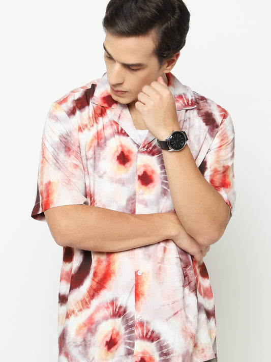 Watercolor Circles Oversized Viscose Shirt