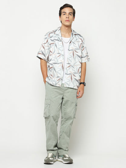 Inline Leaves Oversized Cotton Shirt
