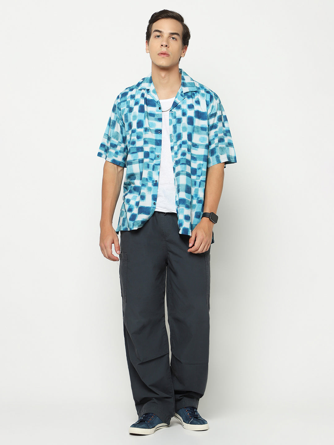Checked Oversized Viscose Shirt