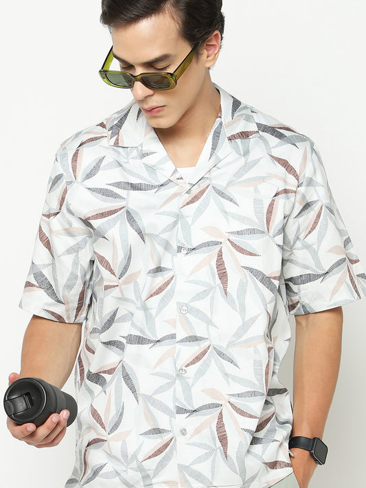 Inline Leaves Oversized Cotton Shirt